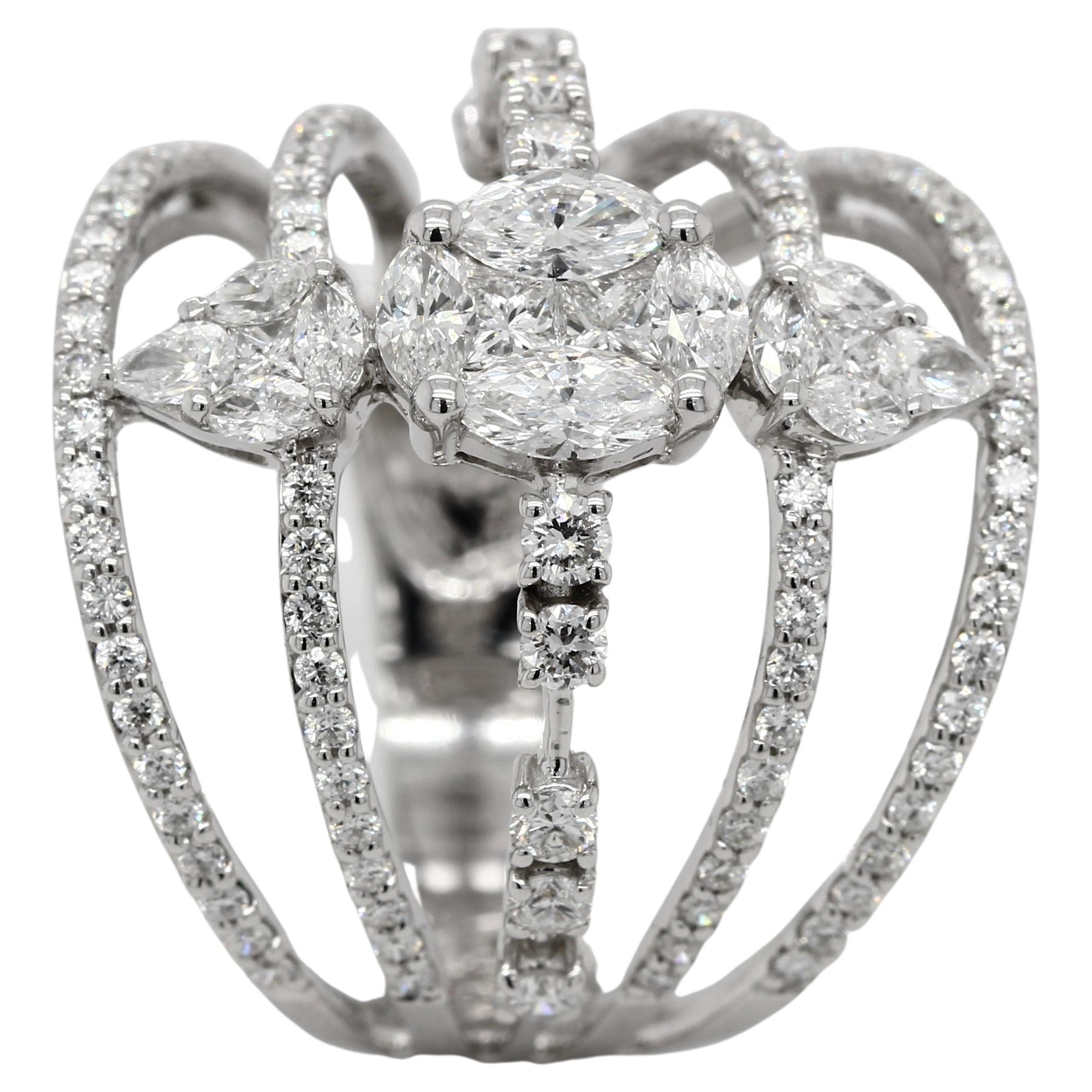For Sale:  1.76 Carat Diamond Illusion Wedding Ring in 18 Karat Gold 5