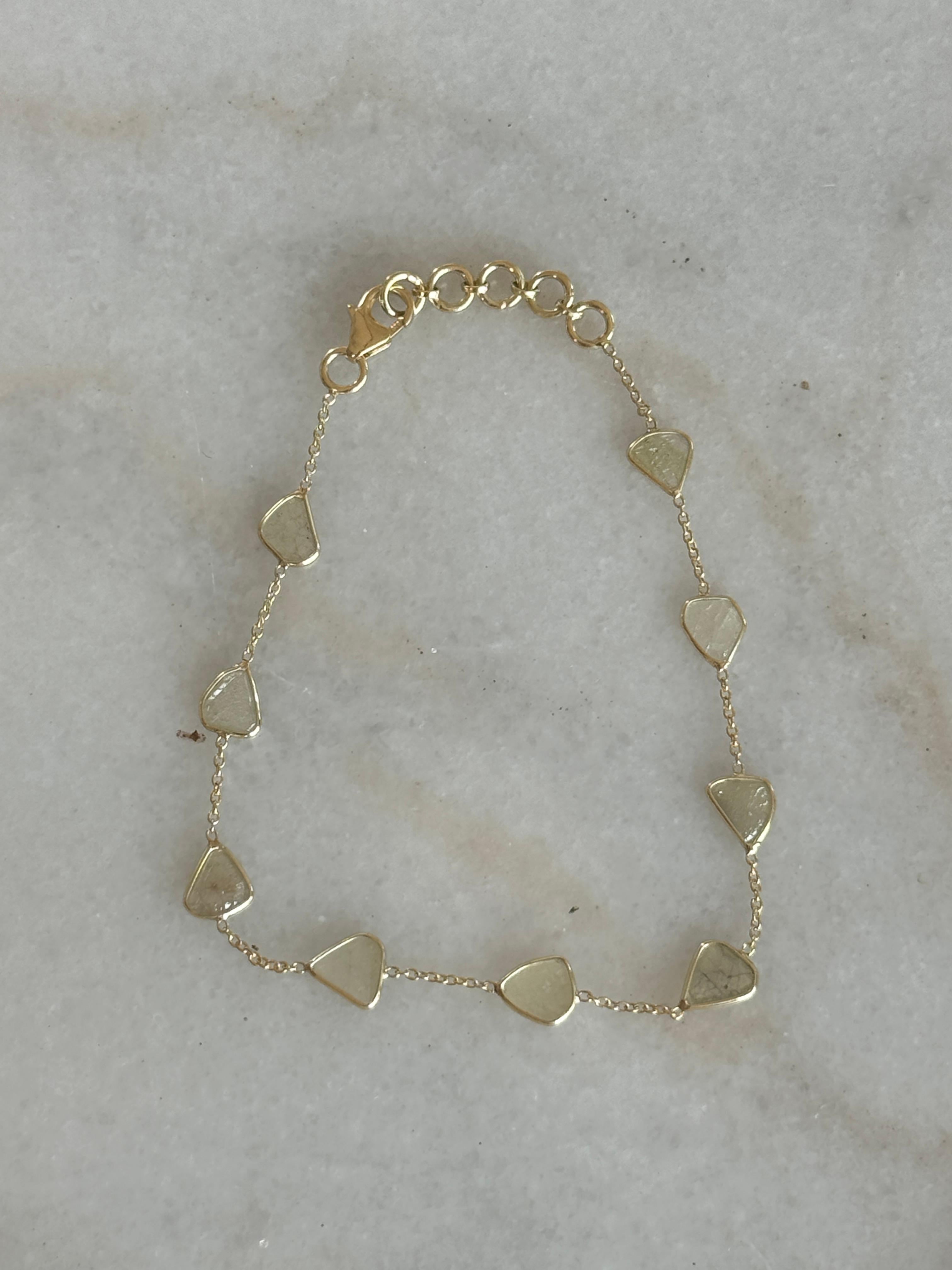 1.76 Carat Diamond Slice 14K Gold Bracelet For Sale 1