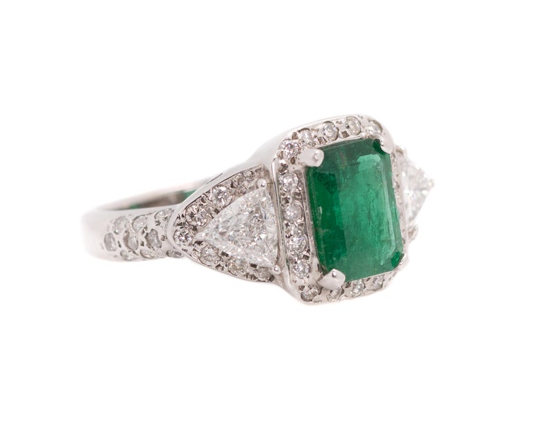 1.76 Carat Emerald and 1.40 Carat Diamond, 18 Karat White Gold Ring at ...