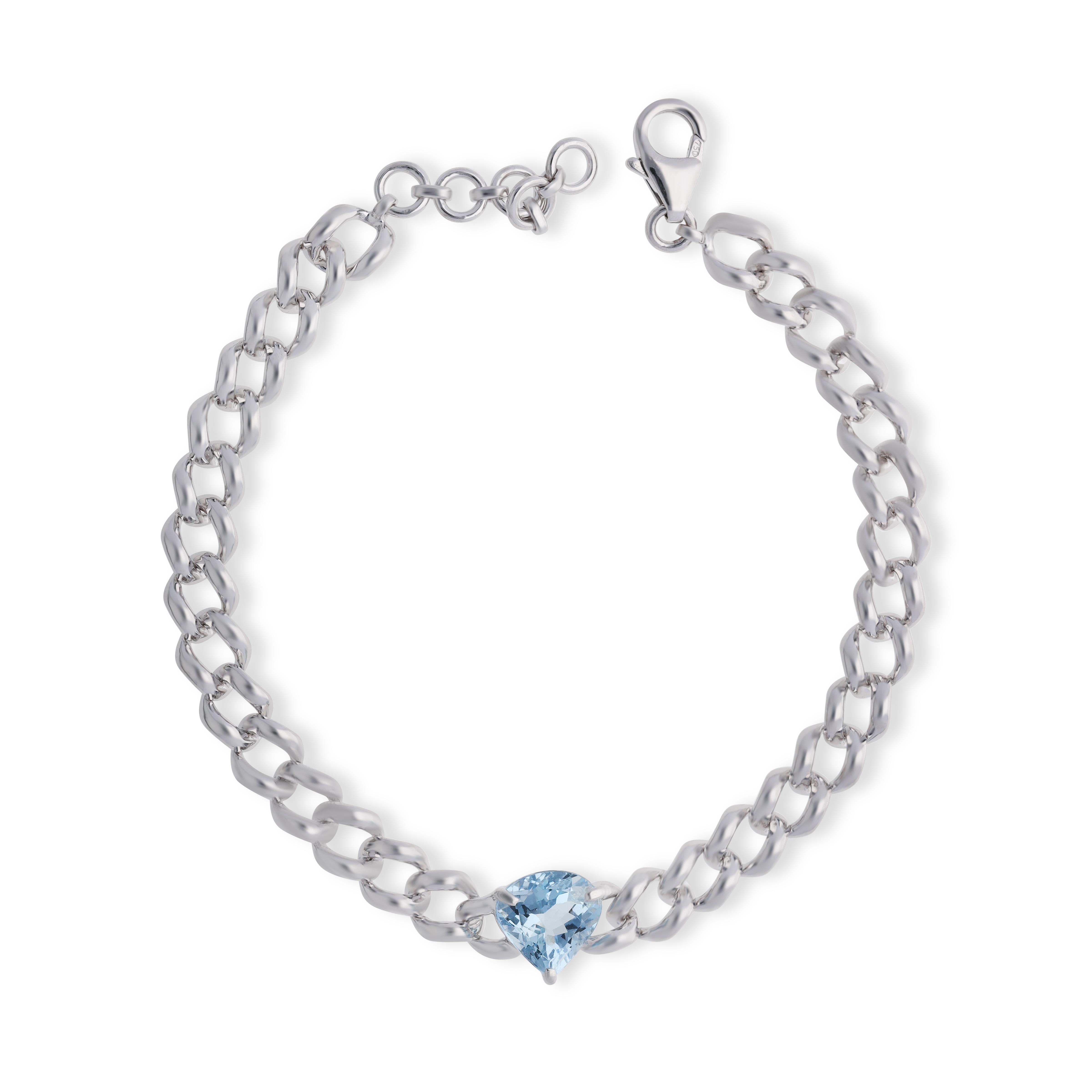 Cuore Bracciale con acquamarina chiara da 1,76 carati in oro 18 carati in vendita
