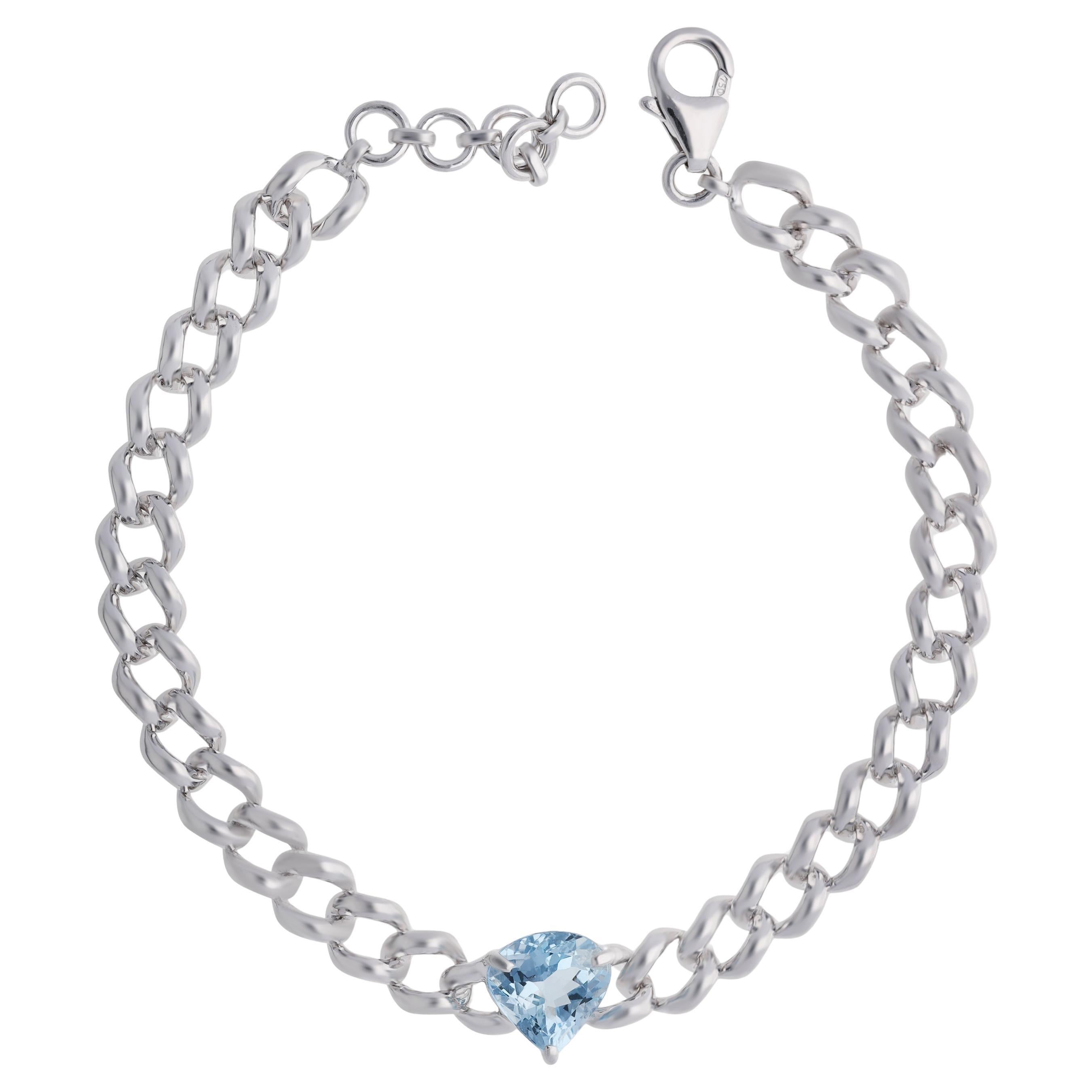 Bracciale con acquamarina chiara da 1,76 carati in oro 18 carati in vendita