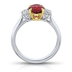 1.76 Carat Oval Red Ruby and Diamond Ring