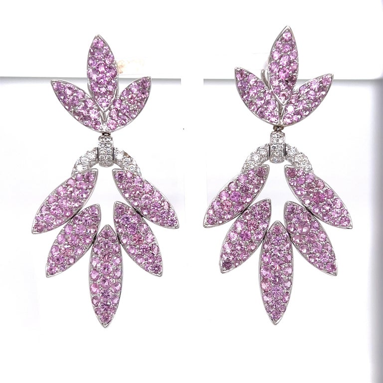 176 Carat Pink Sapphire and Diamond Necklace and Earring Suite For Sale ...