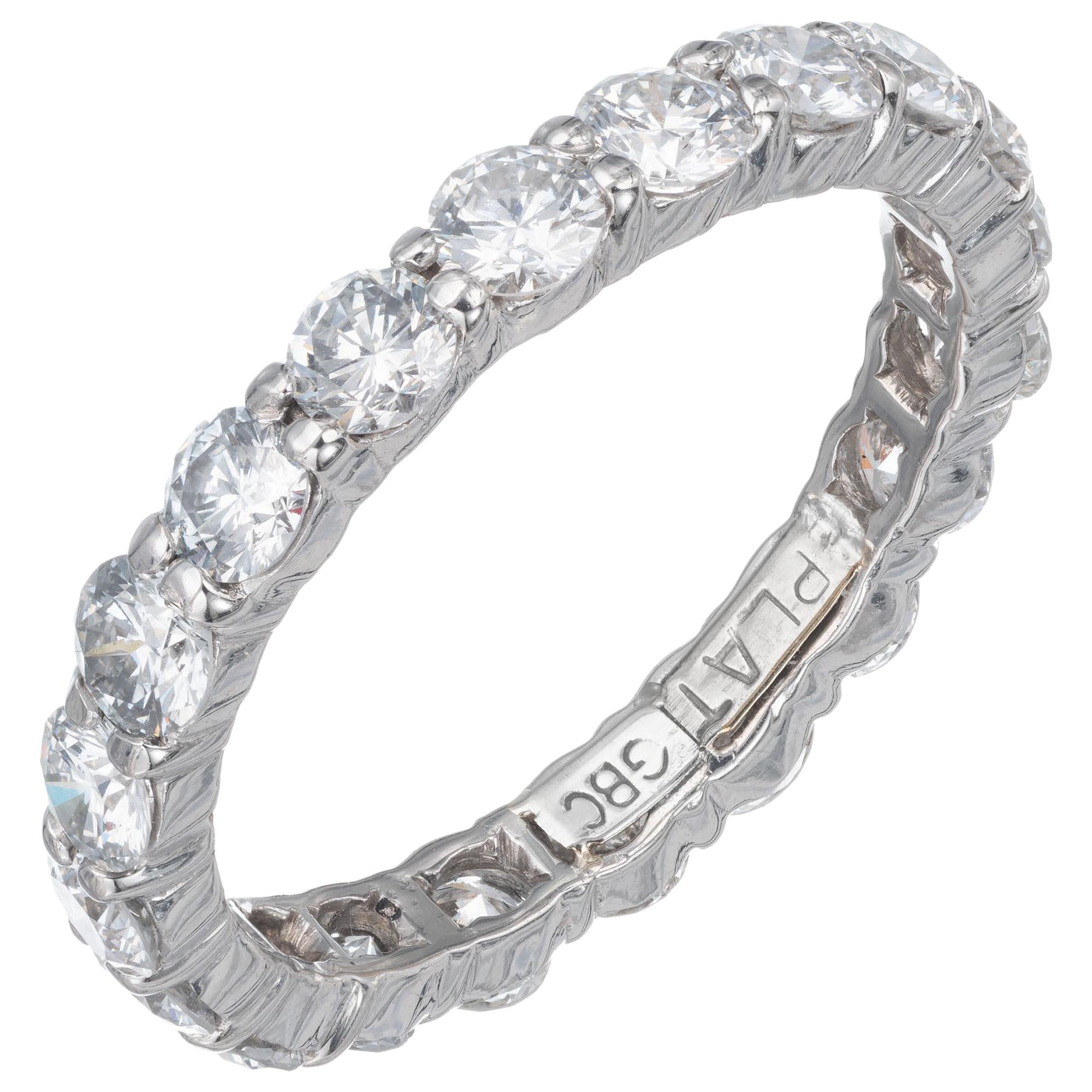 1.76 Carat Round Diamond Platinum Eternity Wedding Band Ring For Sale