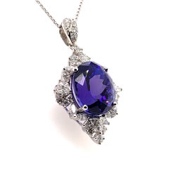 Sunita Nahata Tanzanite 17.60ct. Pendant in 18KWG with White Diamond.