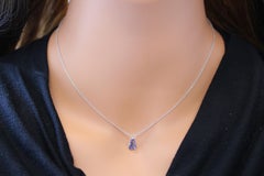 1.76 Carat Triangle Sapphire Blue Fashion Necklaces In 14k White Gold