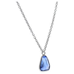 1.76 Carat Triangle Sapphire Blue Fashion Necklaces In 14k White Gold