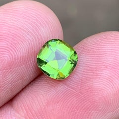 1.76 Carat Vibrant Olive Green Natural Tourmaline Cushion Cut Loose Gemstone