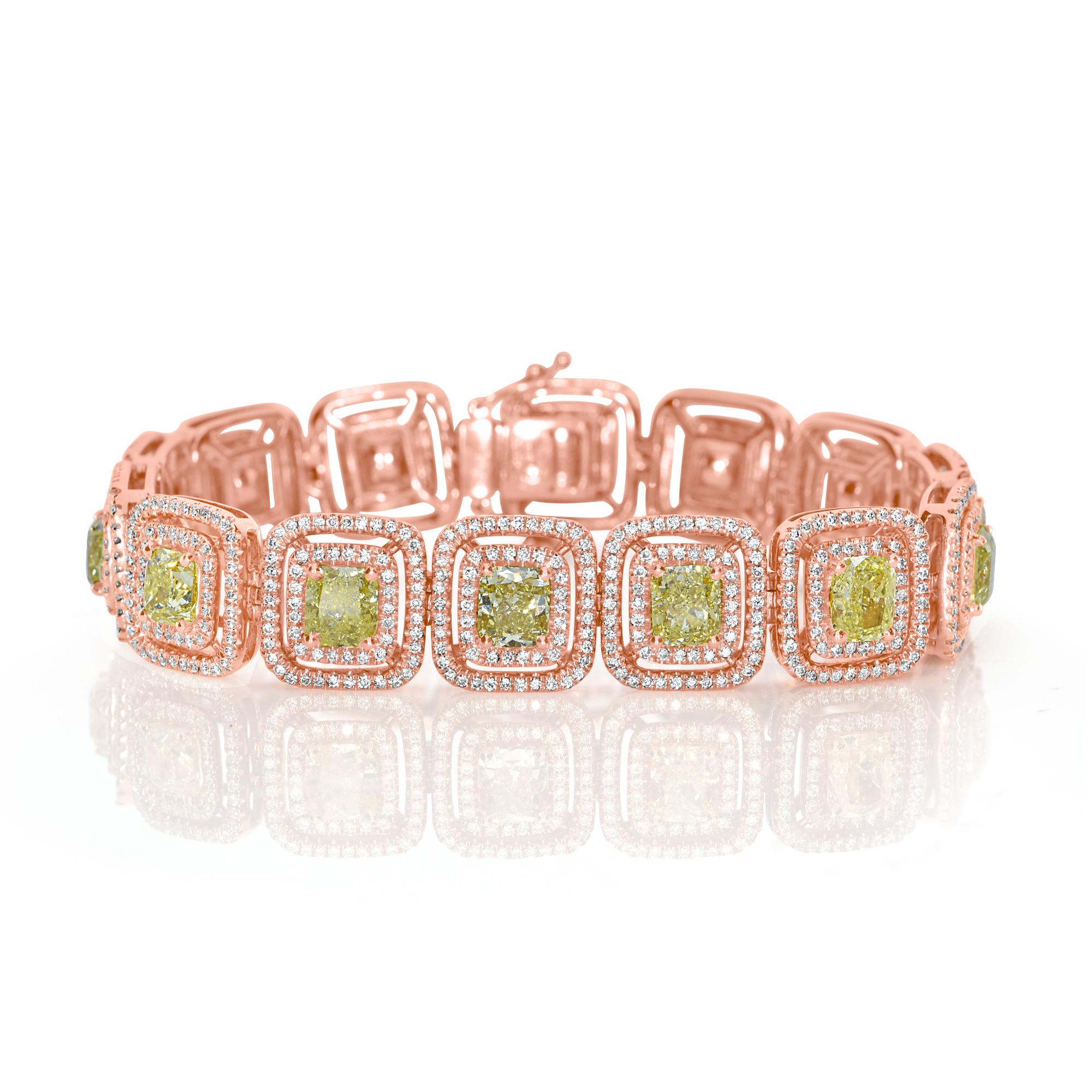 830 gelbe Diamanten: 17,6 Karat
Metall: 18K Rose Gold, 35,10 Gramm
GIA: 1152853122
