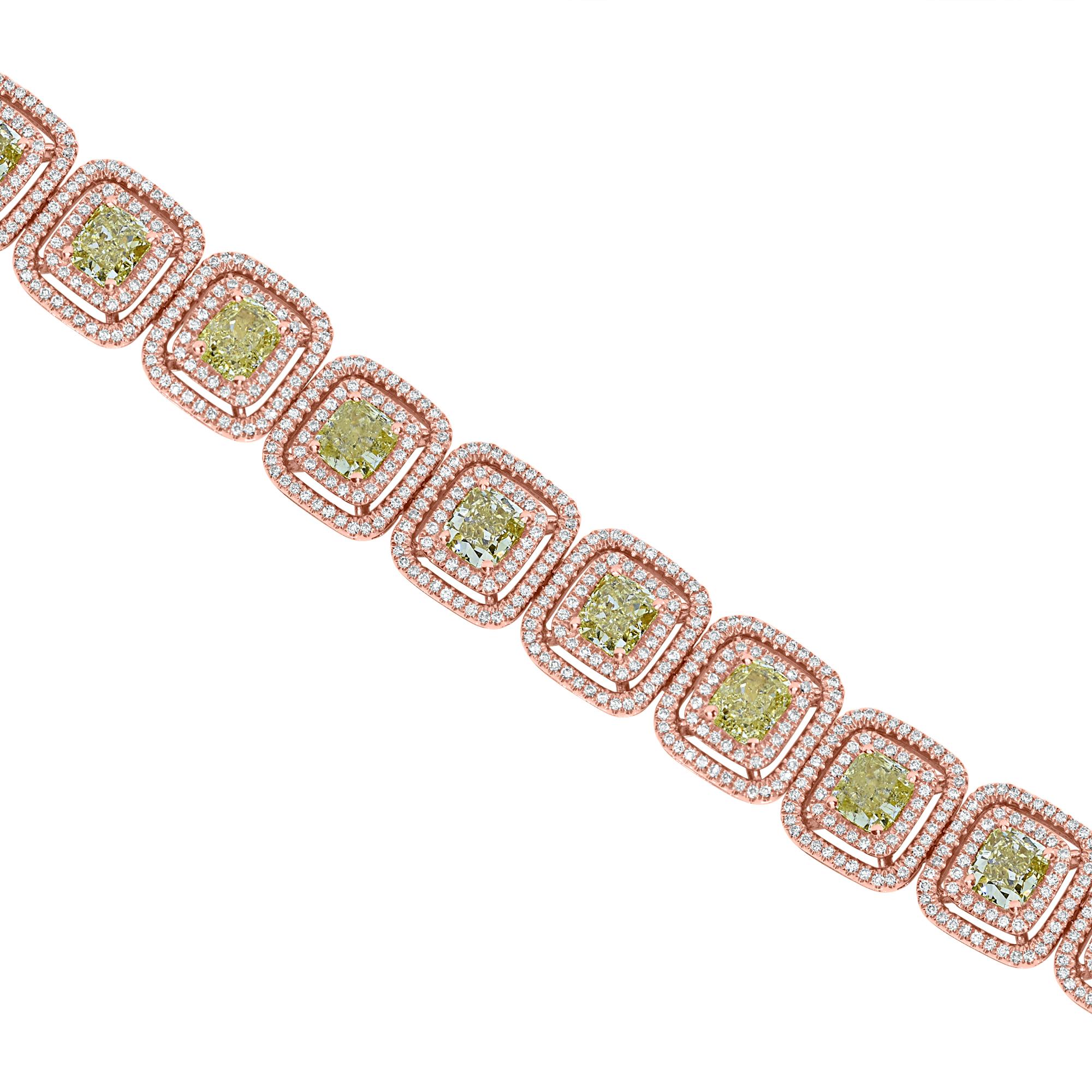 Armband aus Roségold mit GIA-zertifiziertem 17,6 Karat gelbem Diamanten (Gemischter Schliff) im Angebot