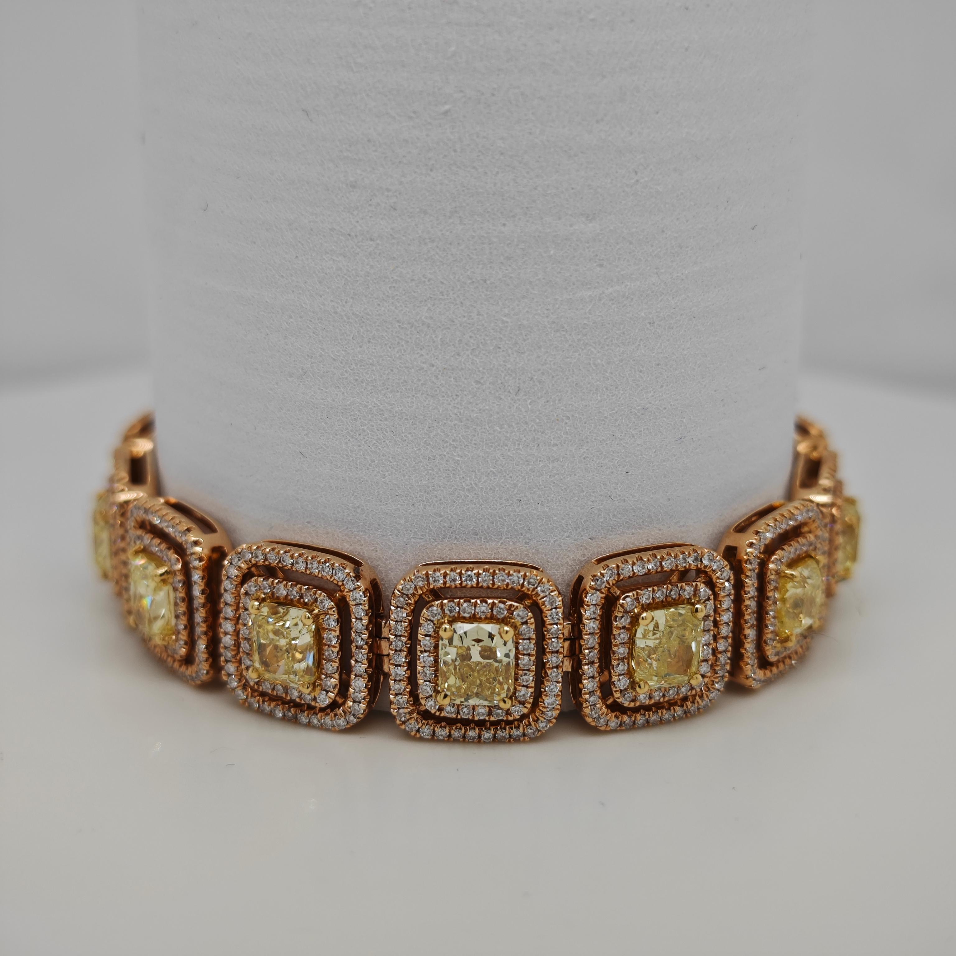 Armband aus Roségold mit GIA-zertifiziertem 17,6 Karat gelbem Diamanten Damen im Angebot