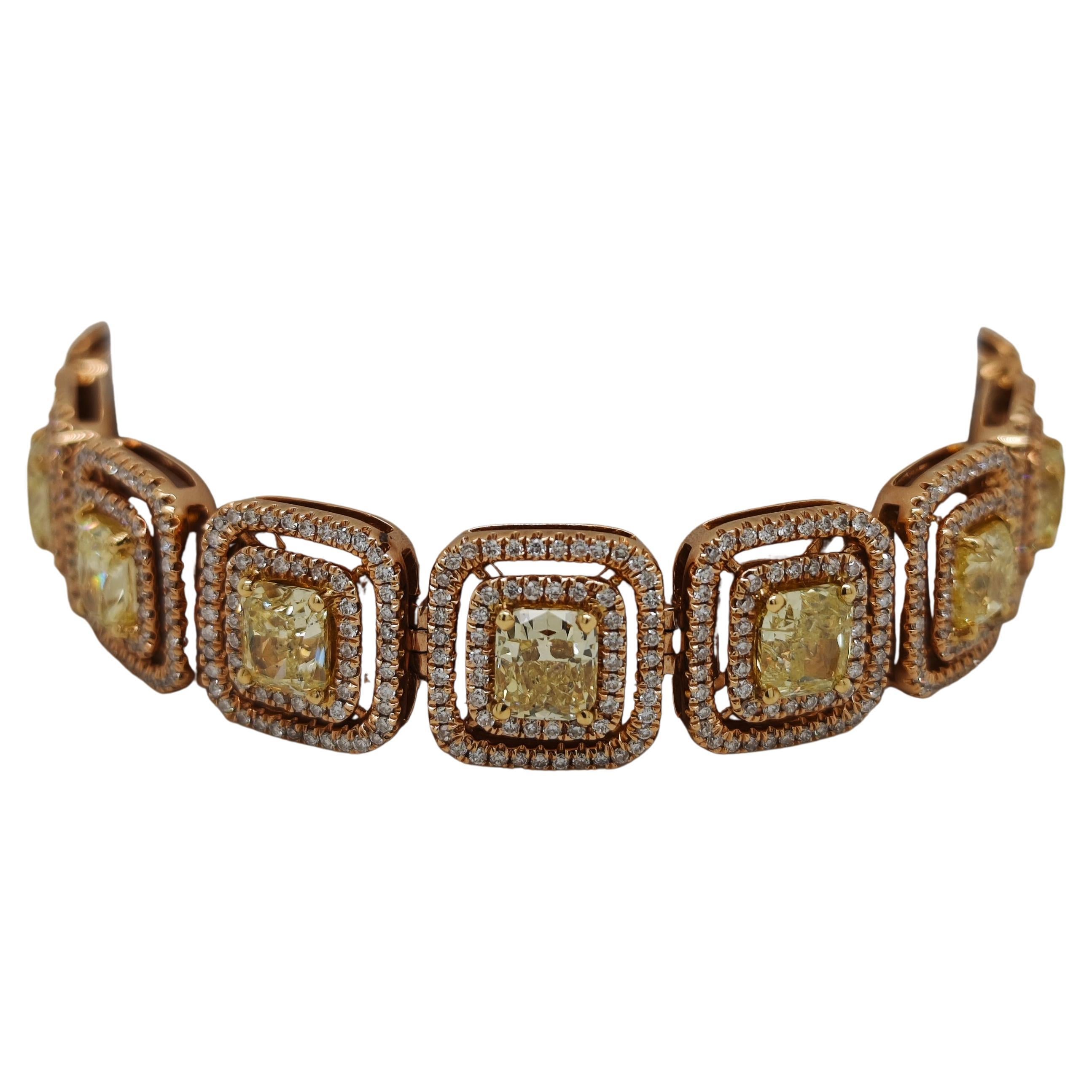 Armband aus Roségold mit GIA-zertifiziertem 17,6 Karat gelbem Diamanten im Angebot