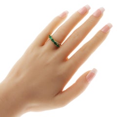 1.76 Carat Colombian Emerald & 0.12 Carat Diamonds in 14K Yellow Gold Band Ring