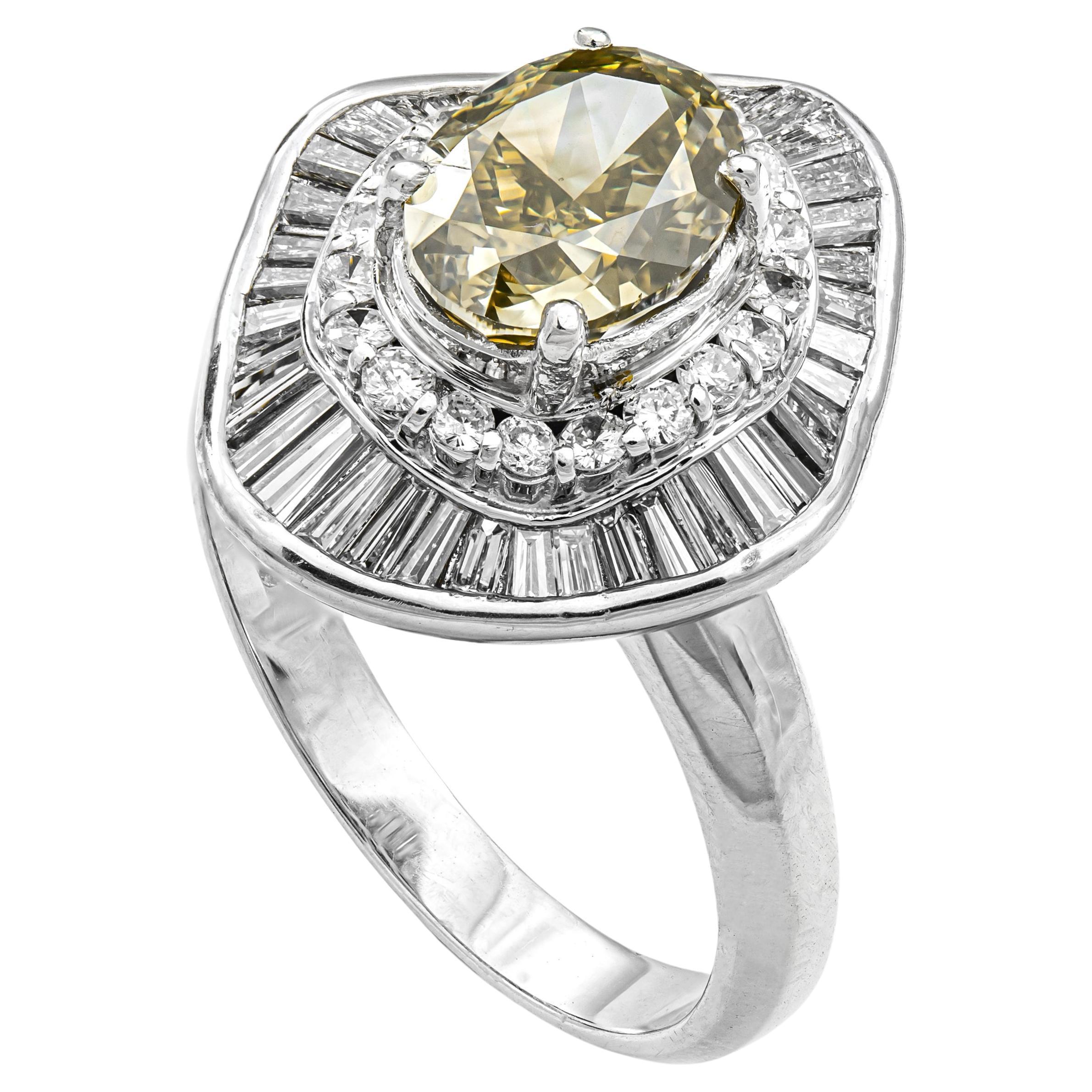 GIA Certified Natural Color Fancy Brownish Greenish Yellow Diamond 4.5