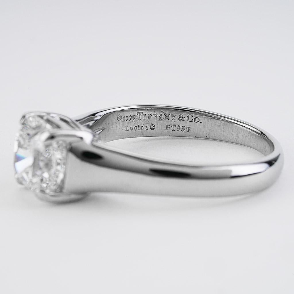 1.76 Cttw Tiffany & Co Lucida Platinum Diamond Engagament Ring In Excellent Condition For Sale In Chicago, IL