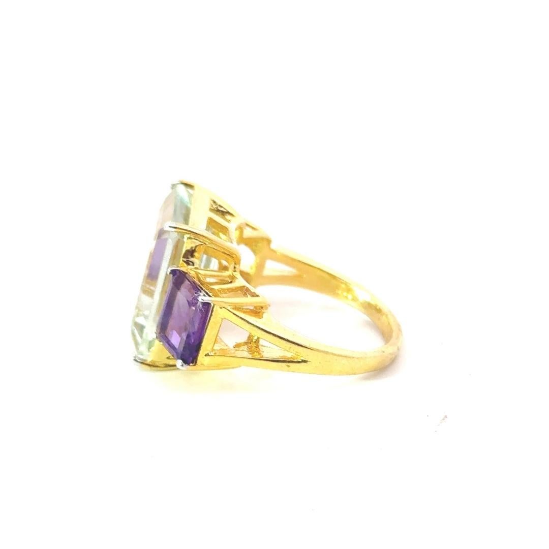 En venta: Anillo de tres piedras con amatista verde de 17,6 quilates en plata de ley Regalo para mujer  5