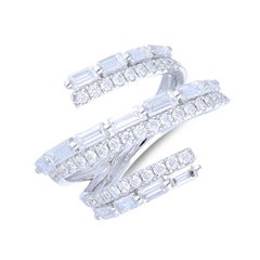 1.76 Ctw Round & Baguette Diamond 14K White Gold Finger Ring Gazebo Collection