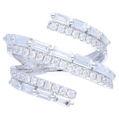 1.76 Ctw Round & Baguette Diamond 14K White Gold Finger Ring Gazebo Collection