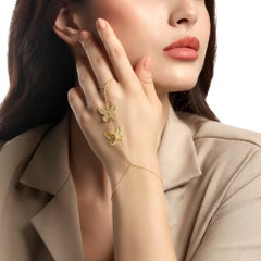 176 Diamonds Twin Dragonfly 14K (or 18k upon request) Yellow Gold Hand Chain