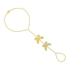 176 Diamonds Twin Dragonfly 14K Yellow Gold Hand Chain