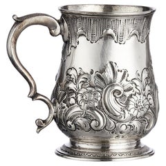 Used 1760 British George III Cup Tankard Mug solid Sterling Silver / 177 gr