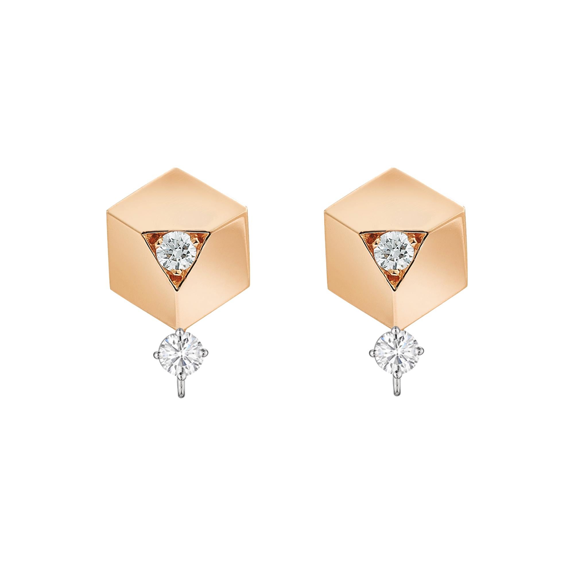From the award winning Brillante collection, 18k rose gold Brillante top earrings with round, brilliant diamonds paired with one of a kind pear-shaped golden sapphire pendants set in 18k rose gold. Featuring a detachable pendant to allow for two,