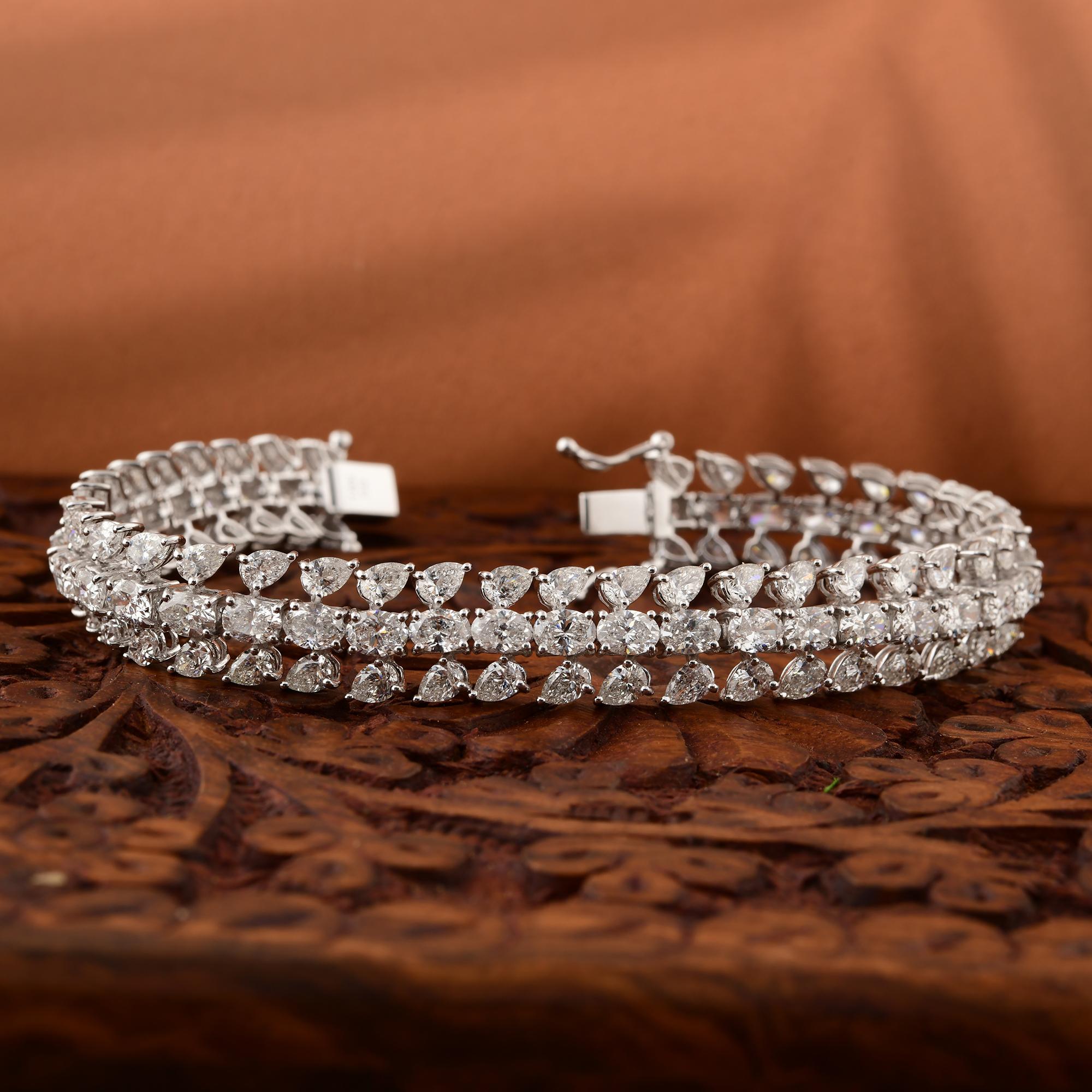 Modern 17.60 Carat SI/H Pear Oval Brilliant Cut Diamond Bracelet 14 Karat White Gold For Sale