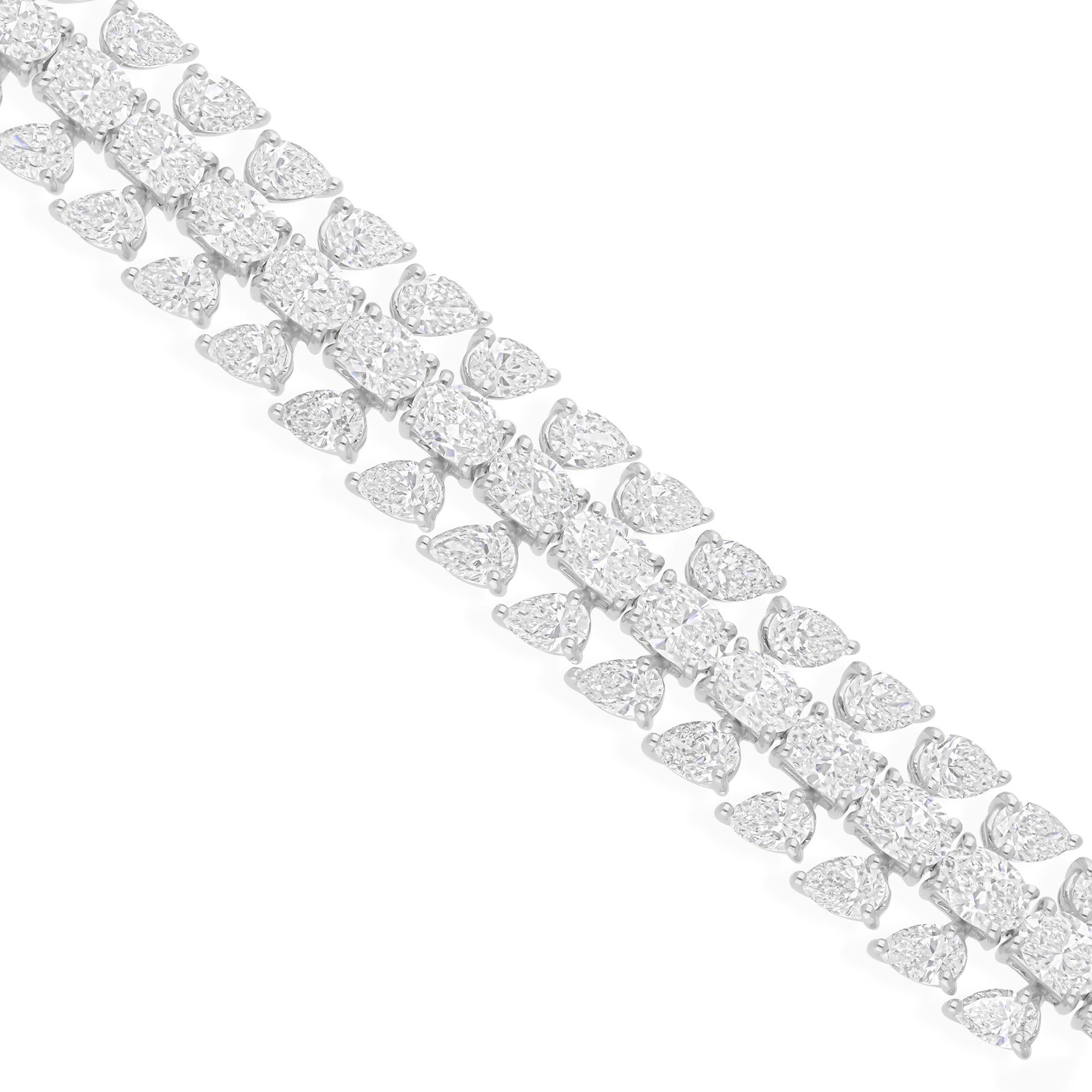 17.60 Carat SI/H Pear Oval Brilliant Cut Diamond Bracelet 18 Karat White Gold (Tropfenschliff) im Angebot
