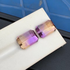 Par de ametrinas bolivianas talla píxel de 17,60 quilates