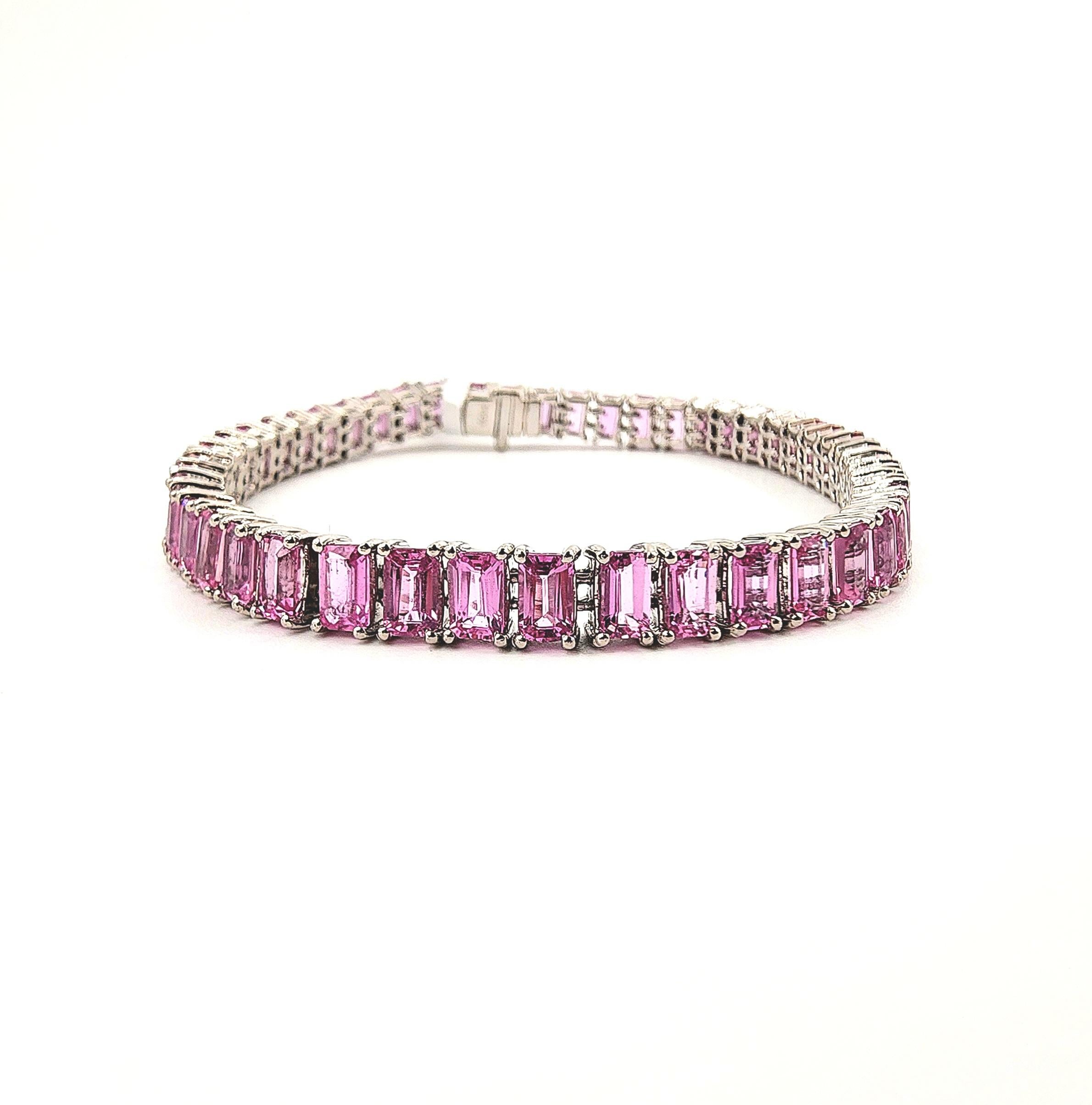 17.60 ct Natural Pink Sapphire Bracelet For Sale 3