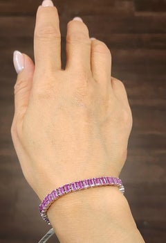 Pulsera de zafiro rosa natural de 17,60 ct
