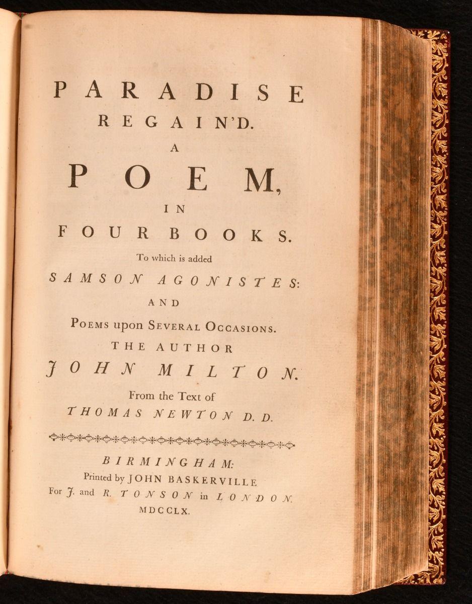 Mid-18th Century 1760 Paradise Lost and Paradise Regain'd For Sale