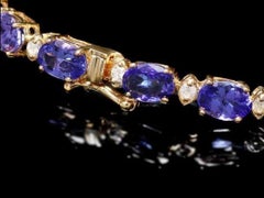 Bracelet en or jaune massif 14 carats avec tanzanite naturelle de 17,60 carats et diamants