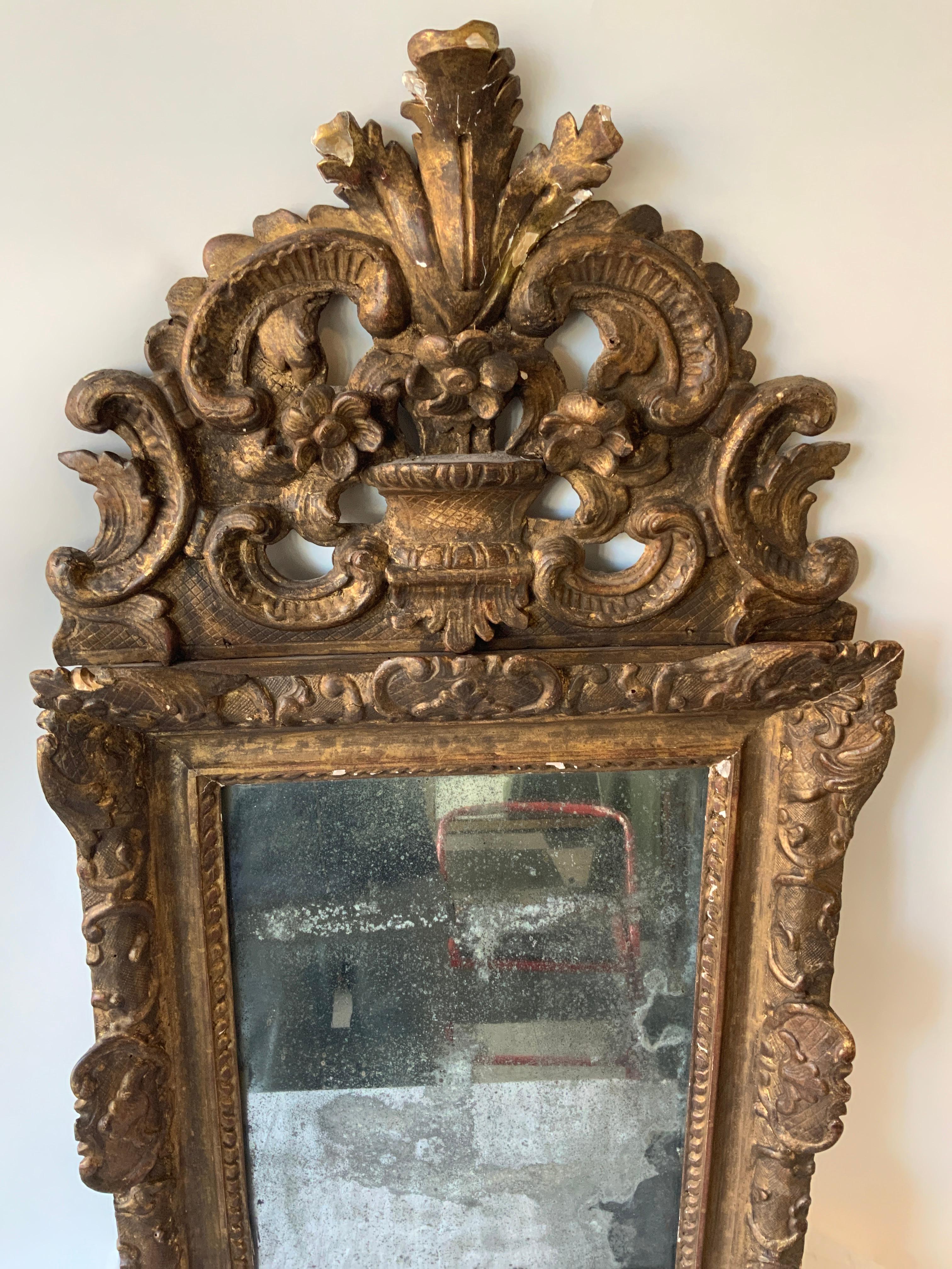Mid-18th Century 1760s French Provincial Carved Wood Mirror