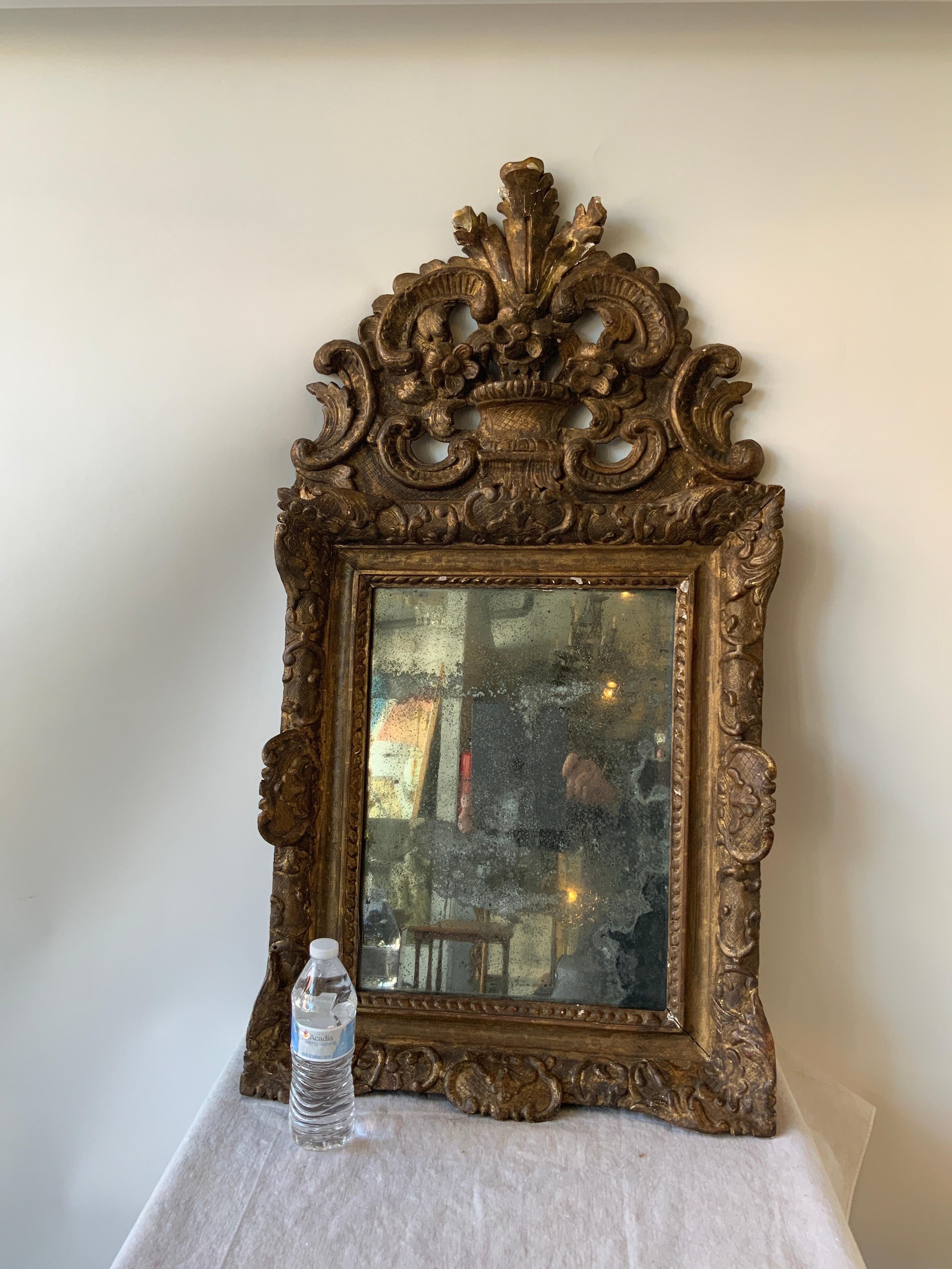 1760s French Provincial Carved Wood Mirror 1