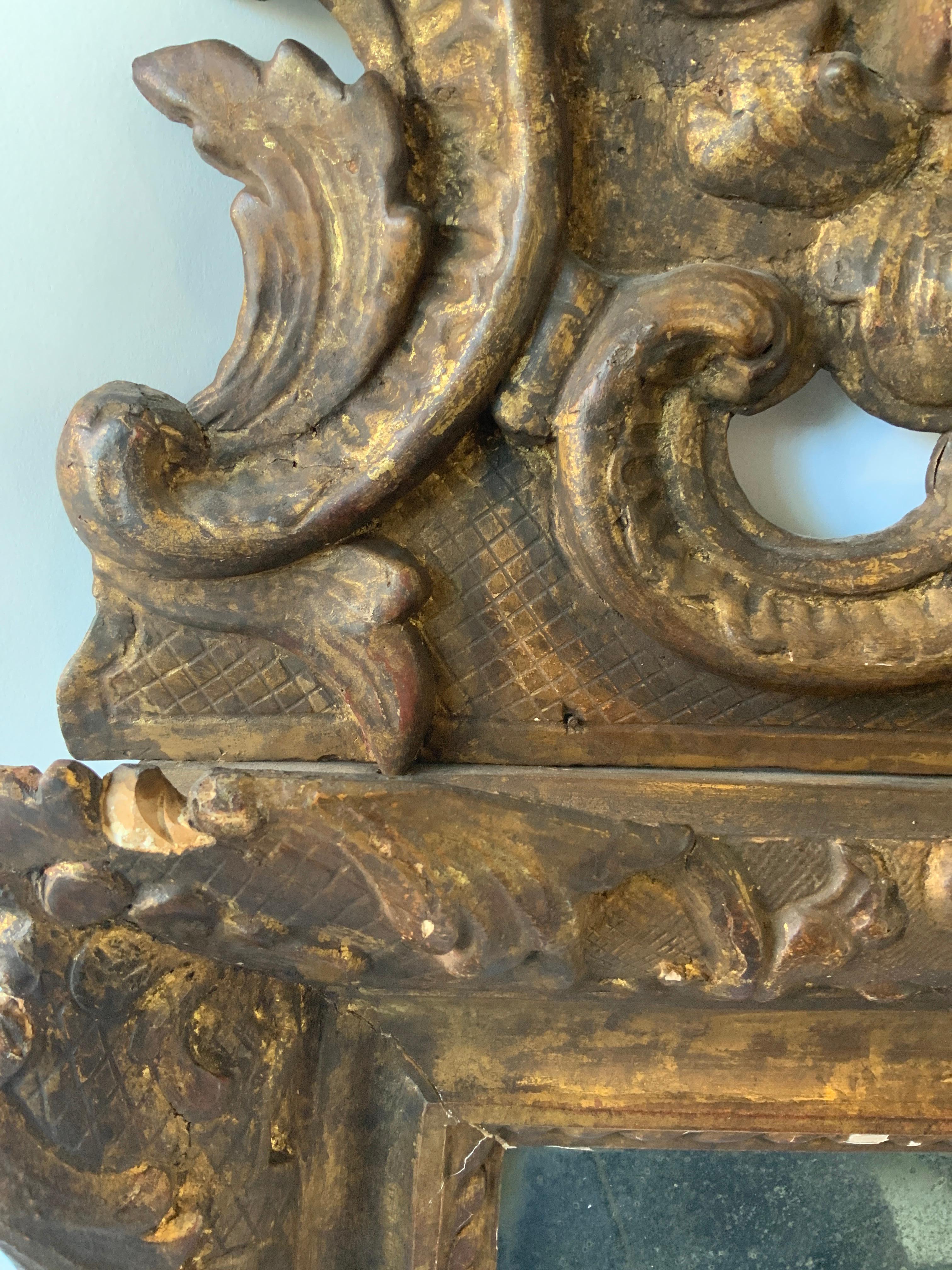 1760s French Provincial Carved Wood Mirror 3
