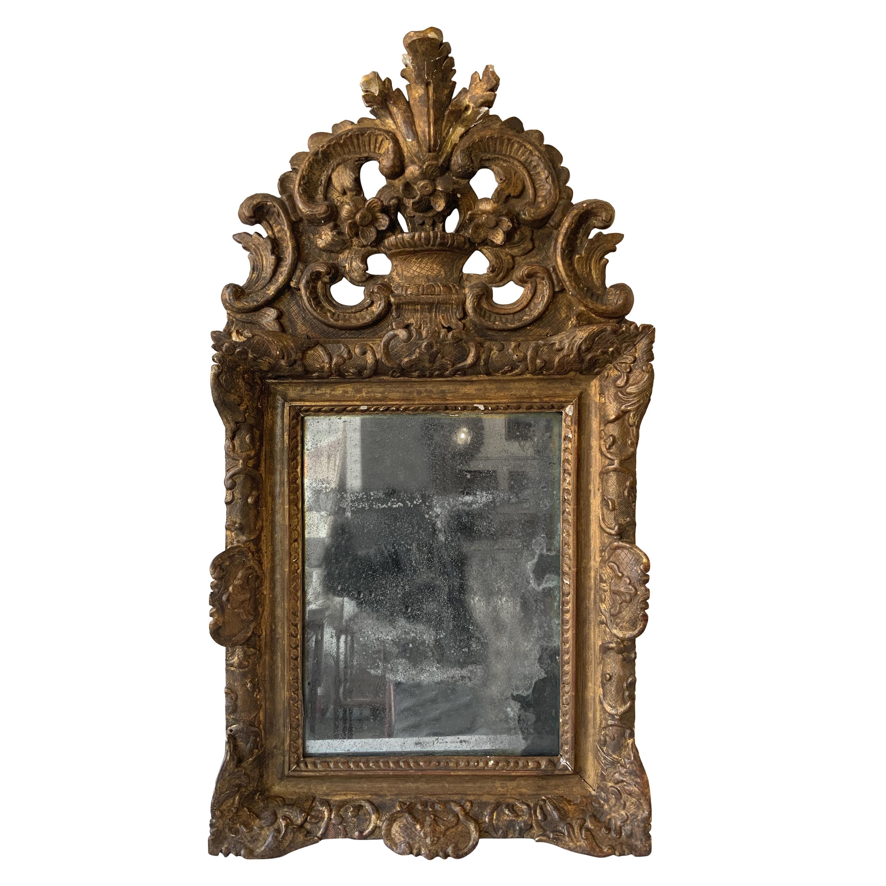 1760s French Provincial Carved Wood Mirror