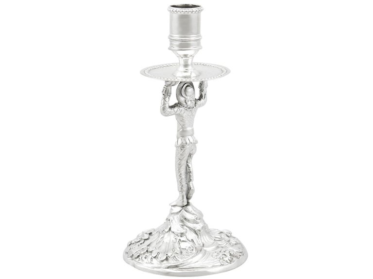 English 1760s George III Sterling Silver 'Harlequin' Taperstick by William Cafe For Sale