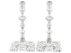 Antica coppia georgiana del 1760 di bastoni da toilette in argento sterling (1769)