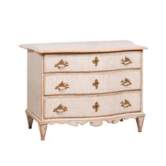 1760s Rococo Period Painted Swedish Chest of Drawers with Serpentine Front