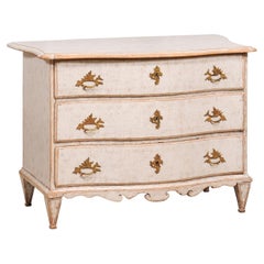 1760s Rococo Period Painted Swedish Chest of Drawers with Serpentine Front
