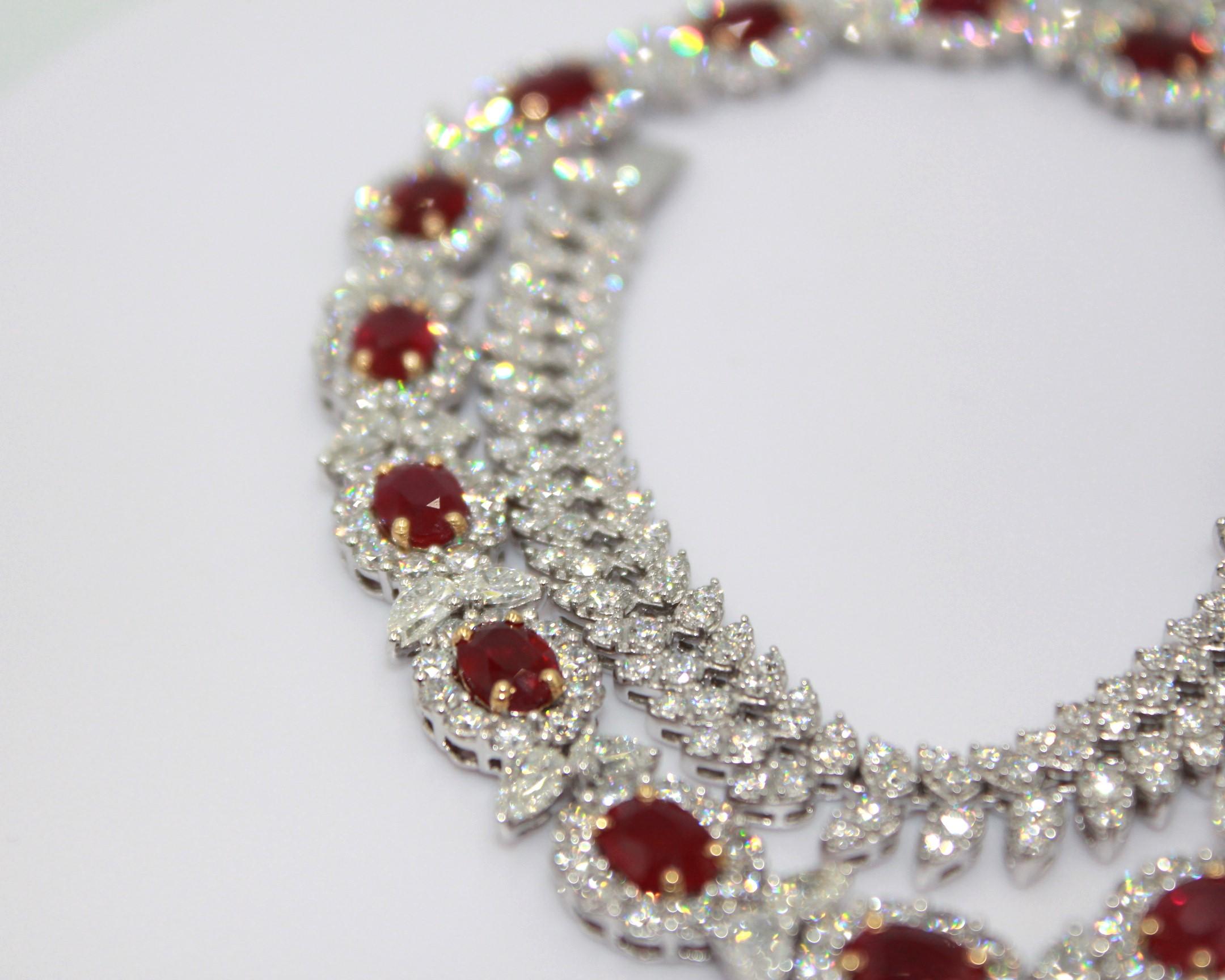 17.61 Carat Burma Ruby & Diamond Necklace In New Condition For Sale In New York, NY