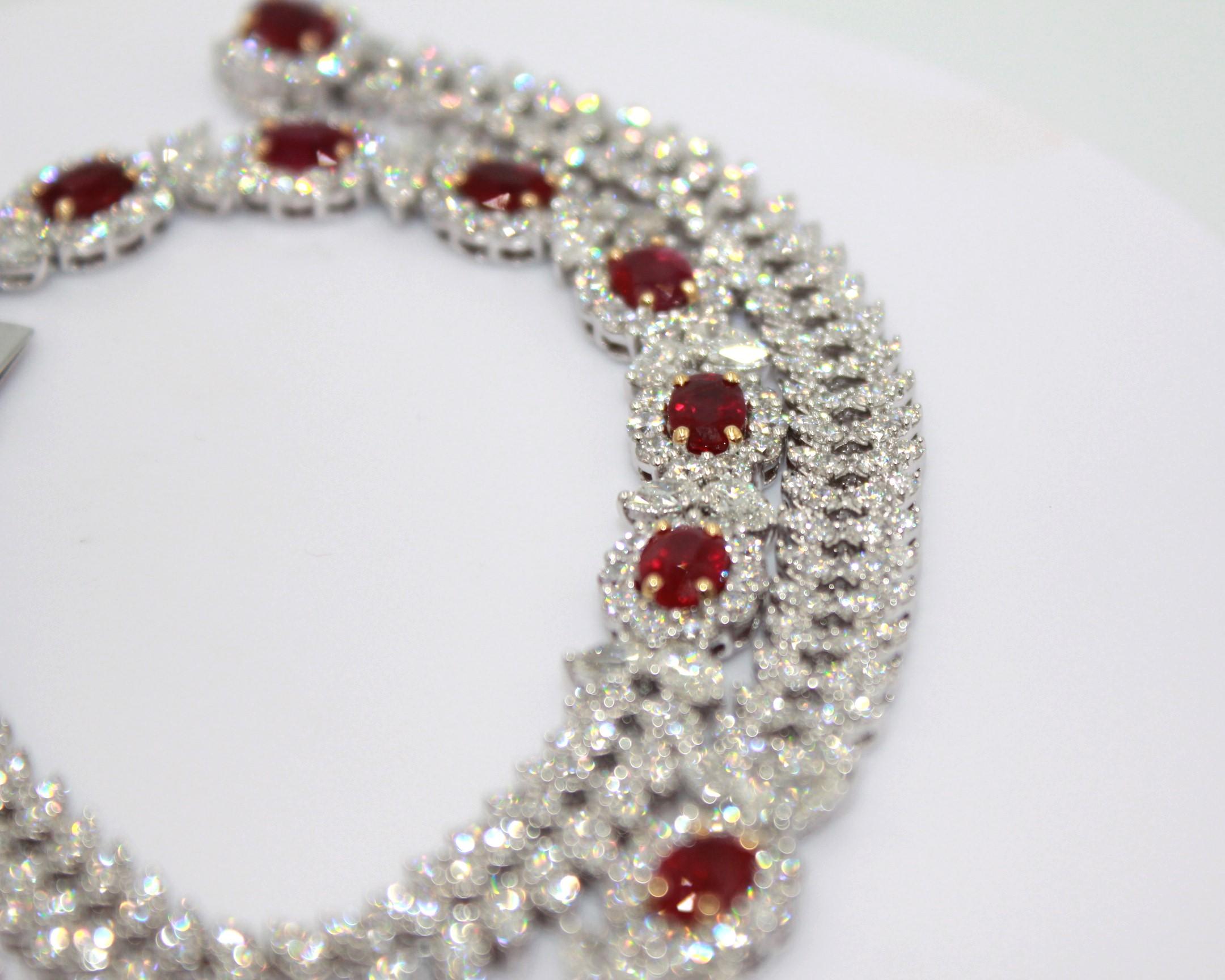 Women's 17.61 Carat Burma Ruby & Diamond Necklace For Sale