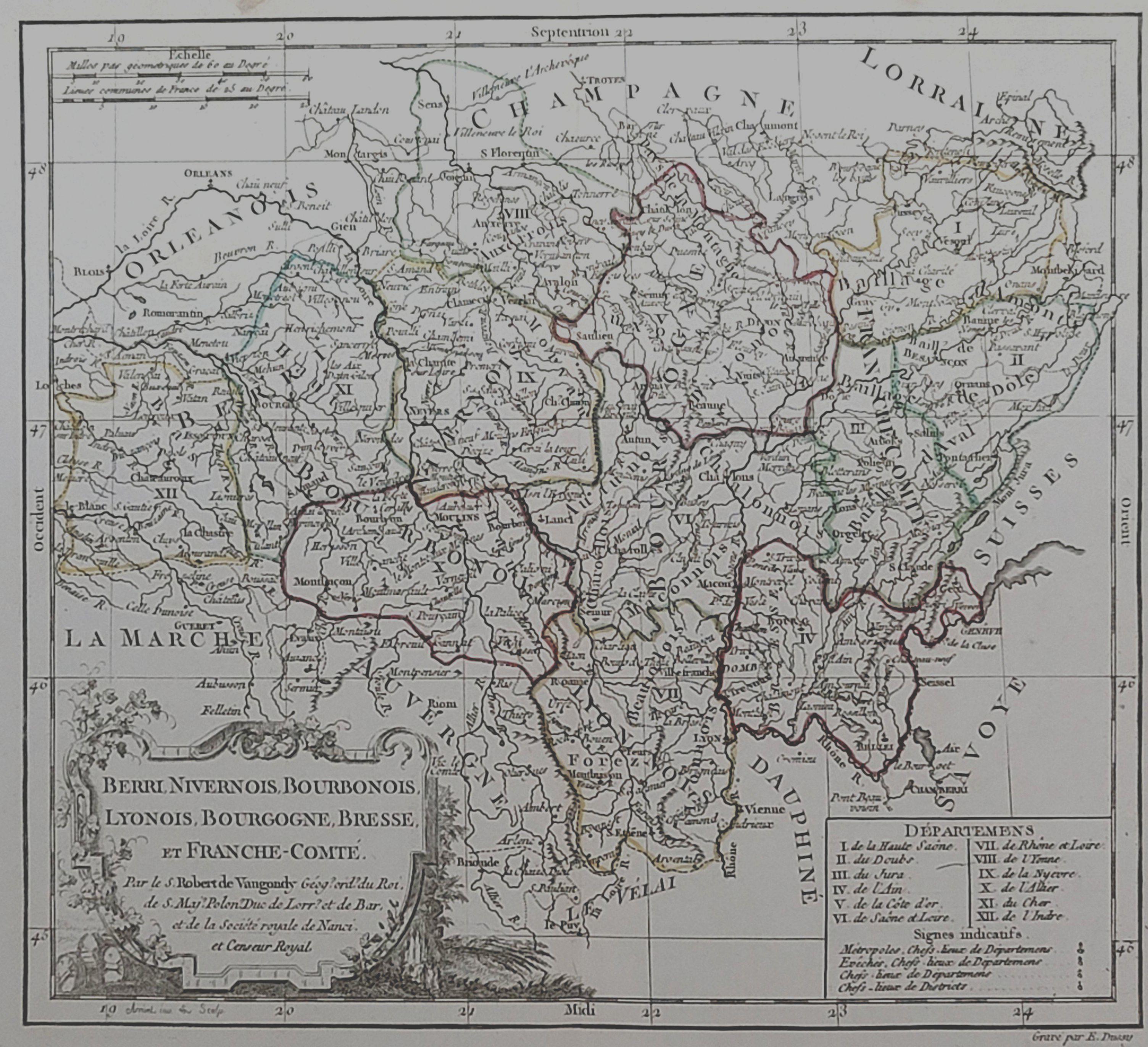 Unknown 1762 Berri, Nivernois Bourbonois, Lyonois, Bourgogine, Bresse, et, Franche - Com For Sale