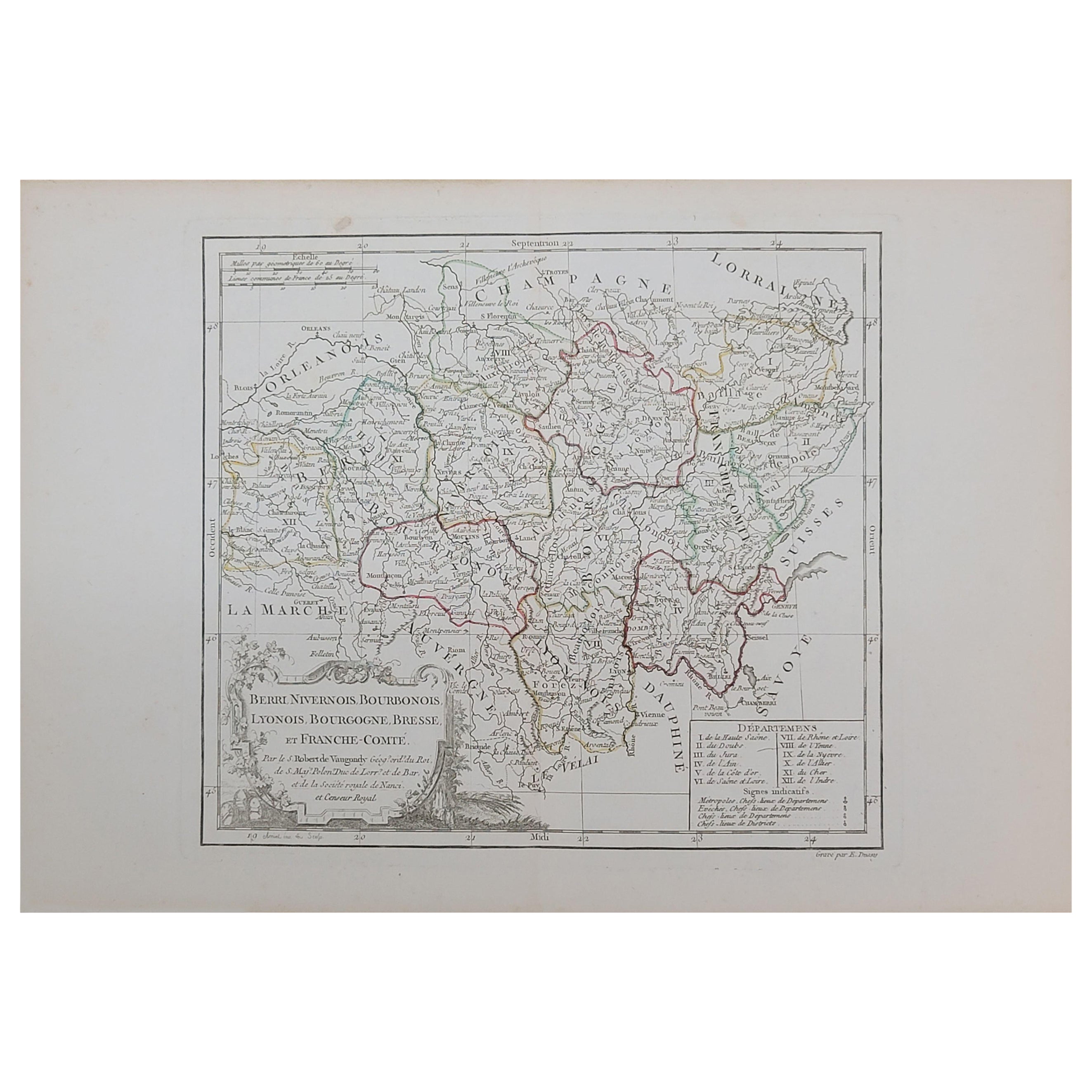 1762 Berri, Nivernois Bourbonois, Lyonois, Bourgogine, Bresse, et Franche - Com en vente