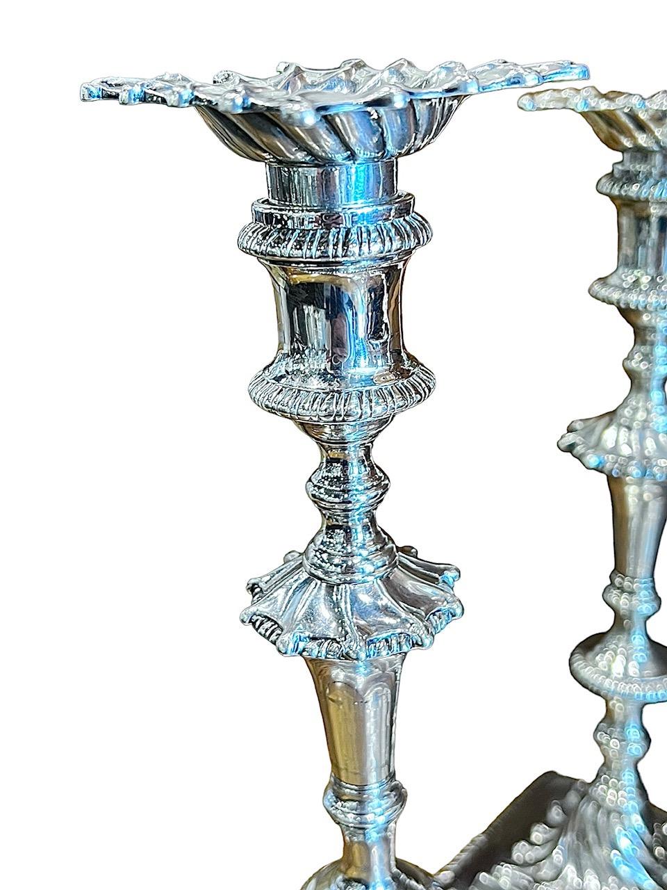 1763 Pair of George III Sterling Silver Candlesticks by William Cafe, English For Sale 11