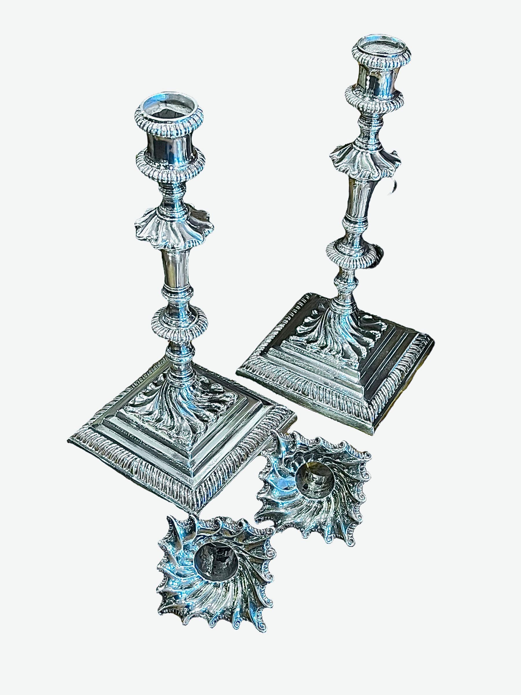 18th Century and Earlier 1763 Pair of George III Sterling Silver Candlesticks by William Cafe, English