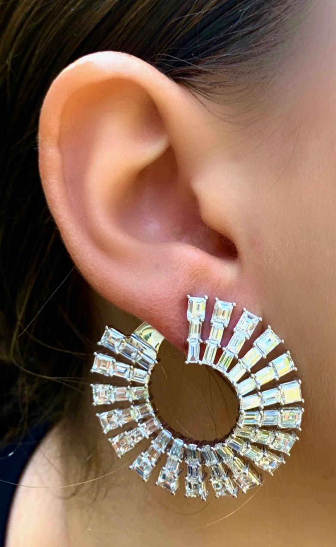 Asscher Cut 17.64 Carat Diamond Hoop Earrings For Sale