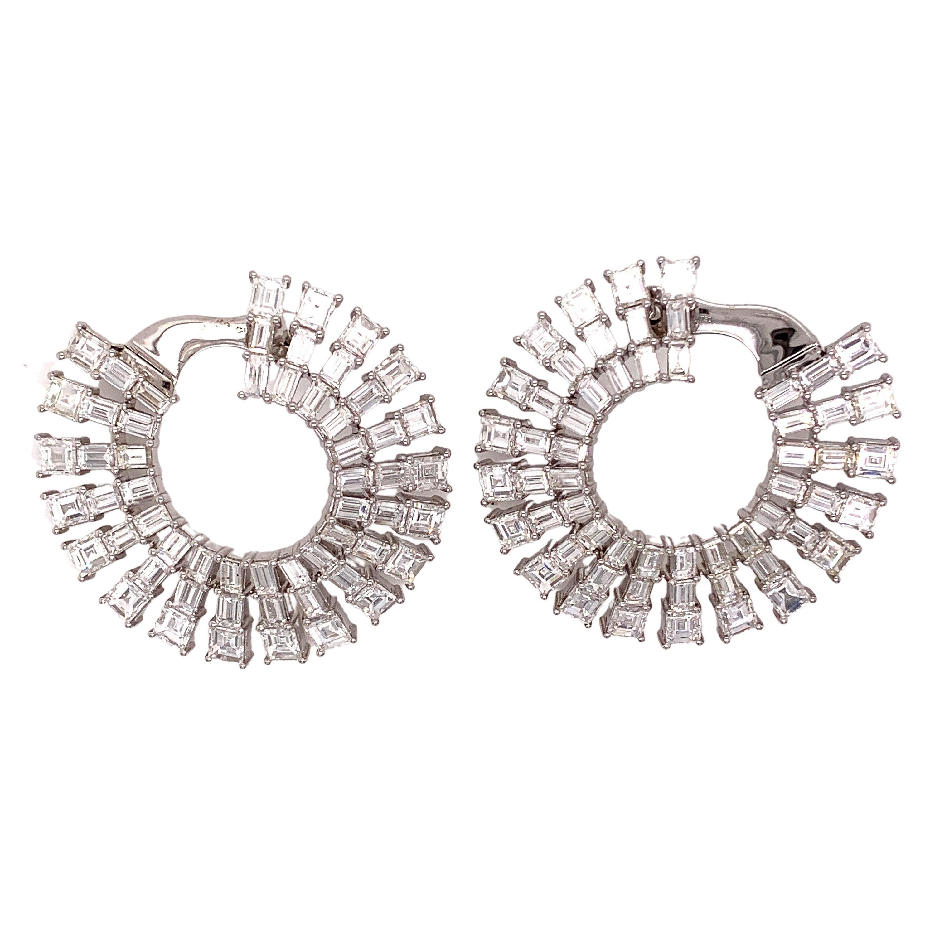 17.64 Carat Diamond Hoop Earrings For Sale