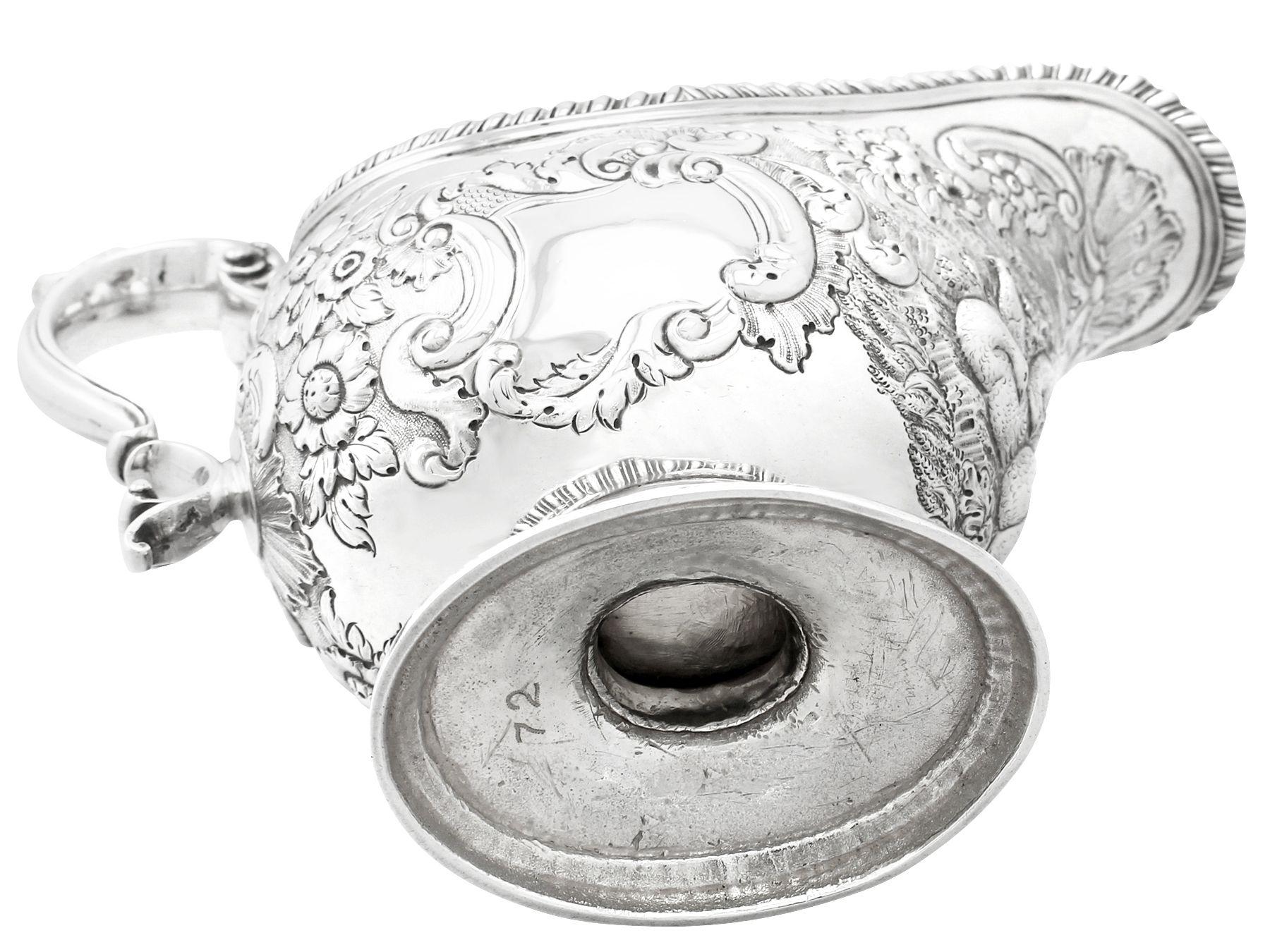 John Swift 1765 Antique Georgian English Sterling Silver Sauceboats For Sale 6